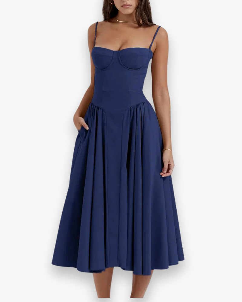 Robe midi vintage confortable des femmes | Robes d'été 6
