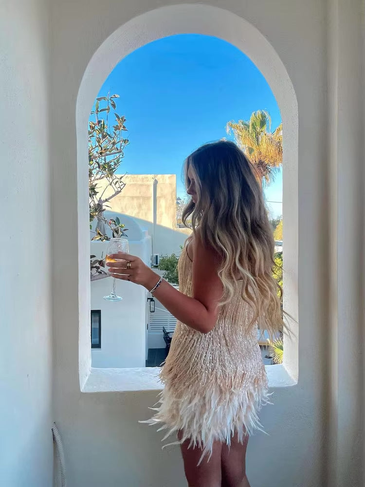 Valérie - Robe Mini Plumes