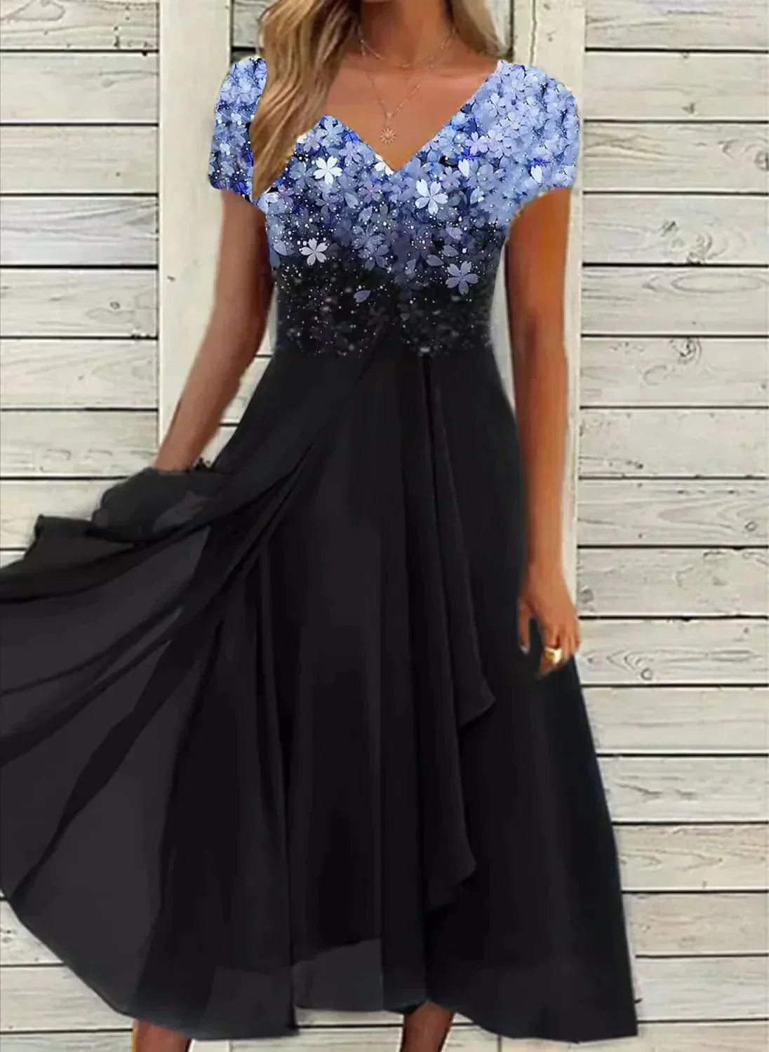 Audrey - Robe Soirée Longue Florale Élégante Femme
