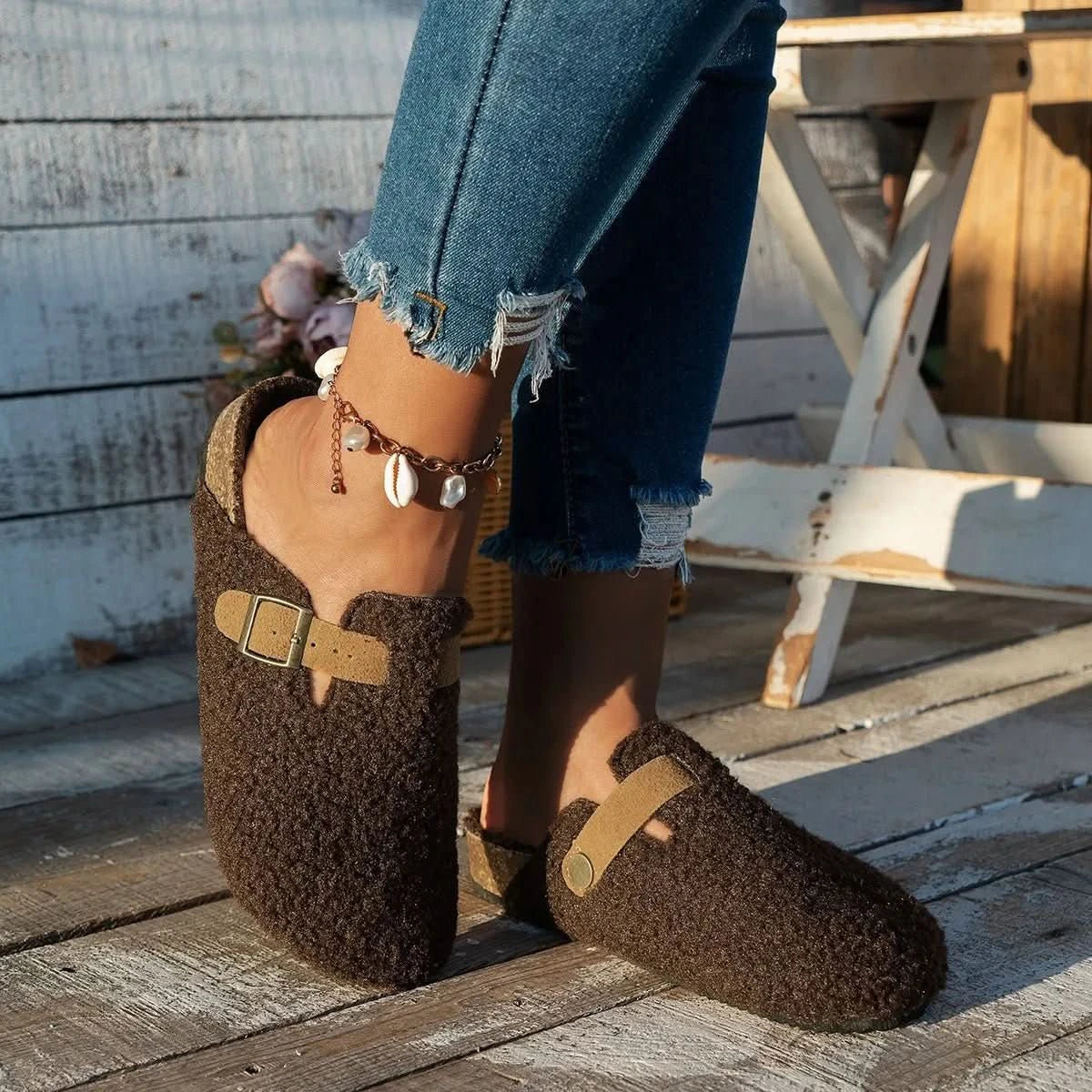 Sophie - Chaussons en laine confort Femme