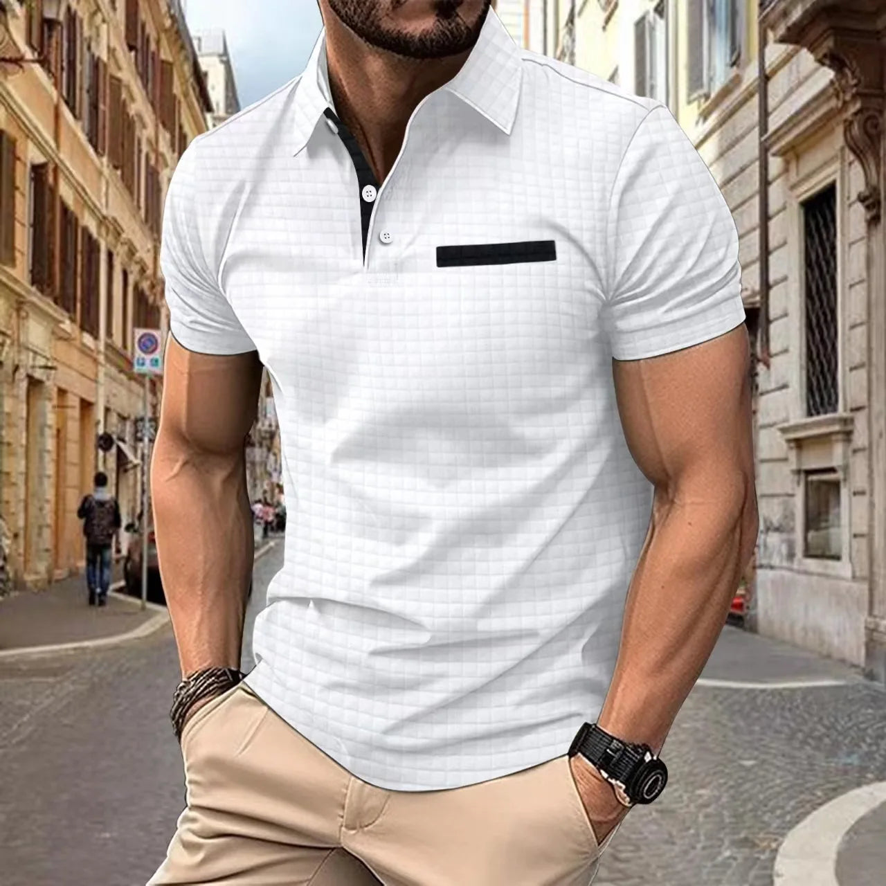 Olivier - Polo Homme Texturé Manches Courtes