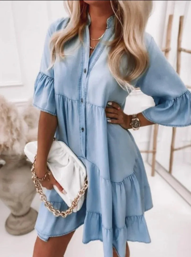 Marine - Robe Denim Chic D'Été