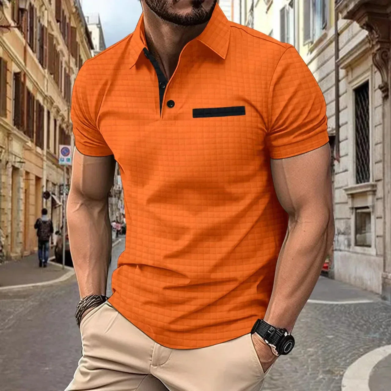 Olivier - Polo Homme Texturé Manches Courtes
