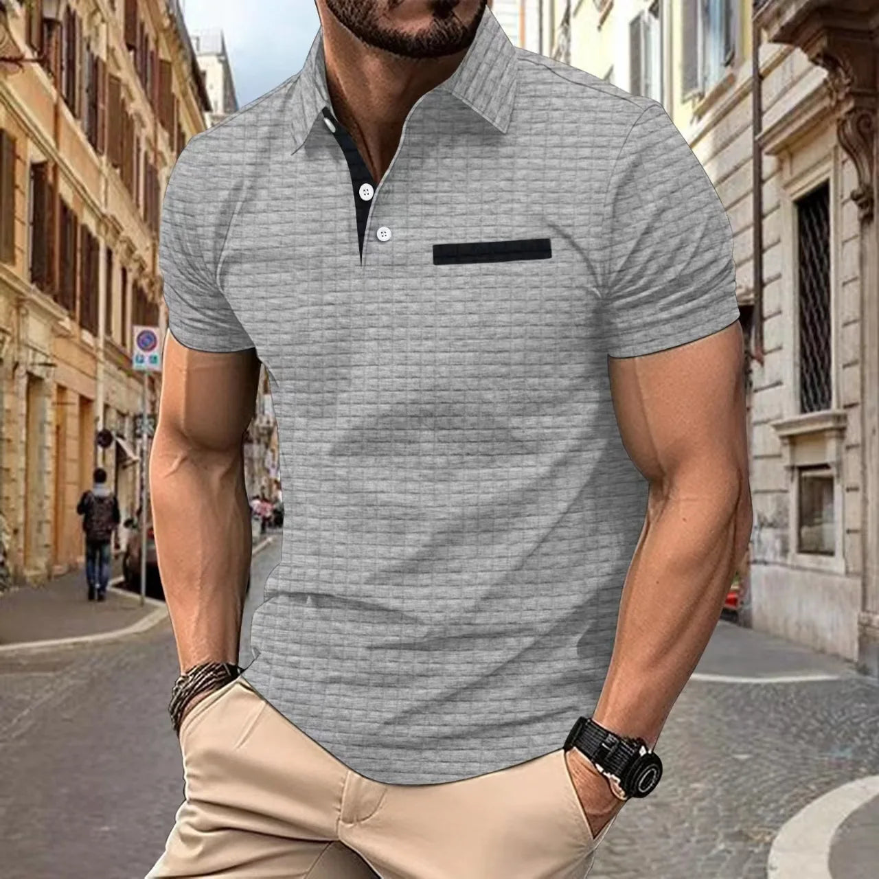 Olivier - Polo Homme Texturé Manches Courtes