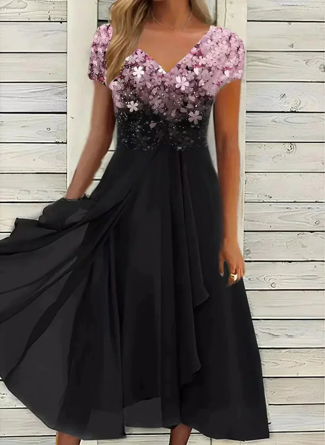 Audrey - Robe Soirée Longue Florale Élégante Femme