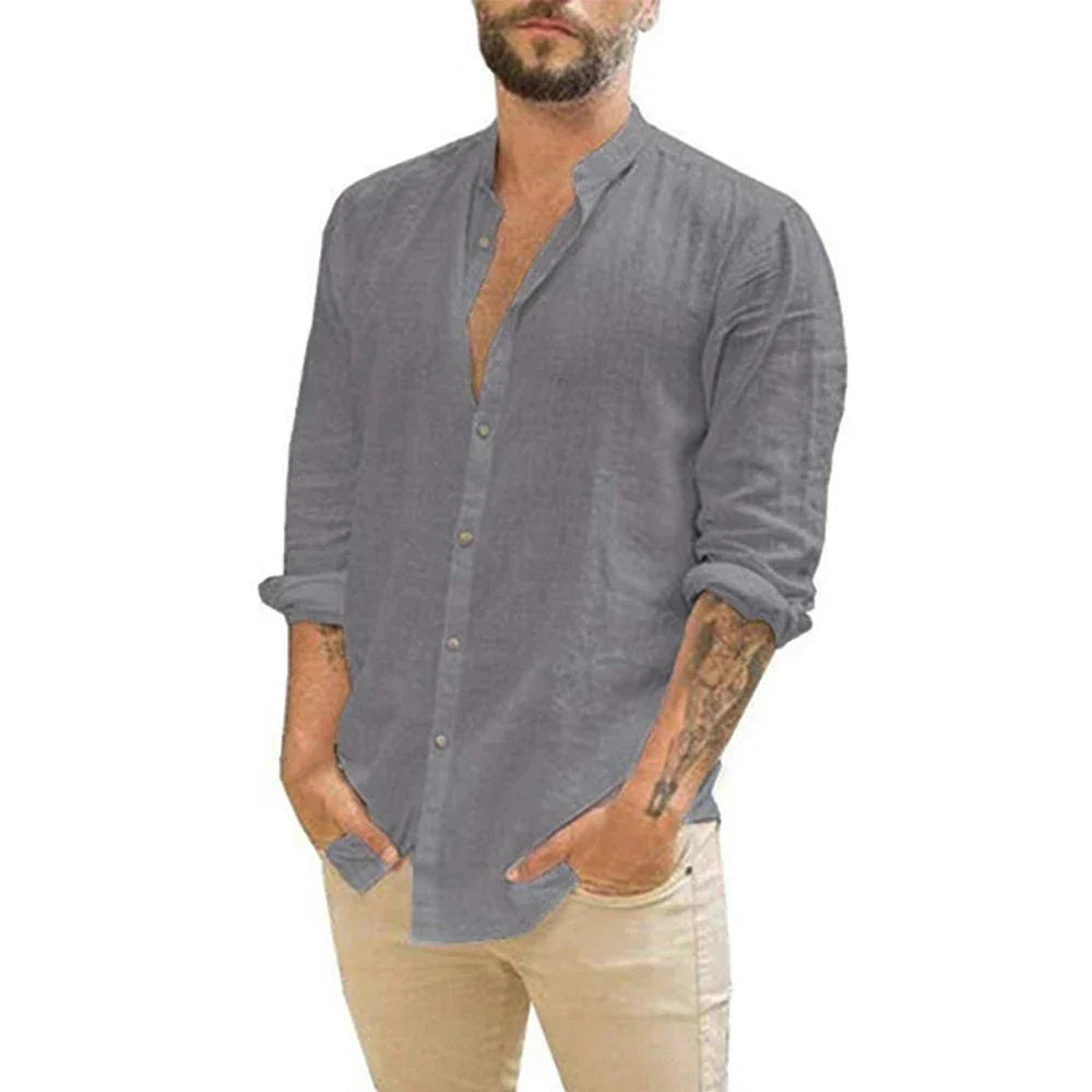 Jules - Chemise Homme Chic en Lin à Manches Longues