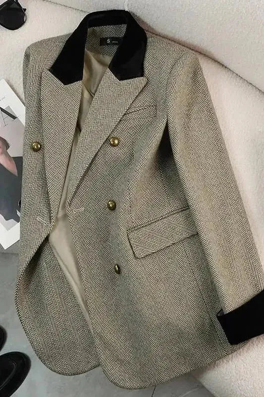 Céline | Blazer Chic Col Velours Croisé