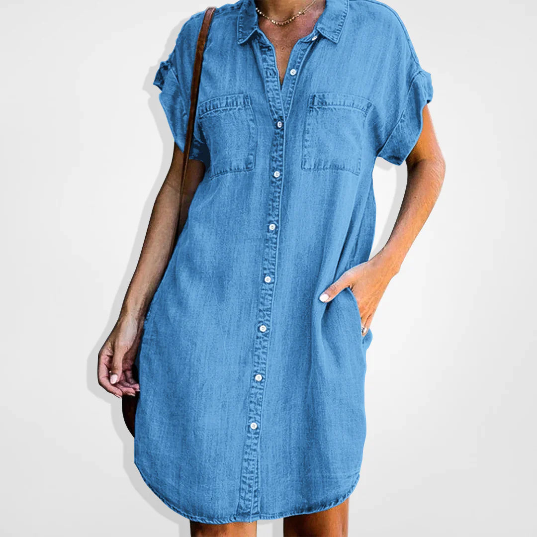 Blandine - Robe en denim - Look moderne, Décontracté - Femme