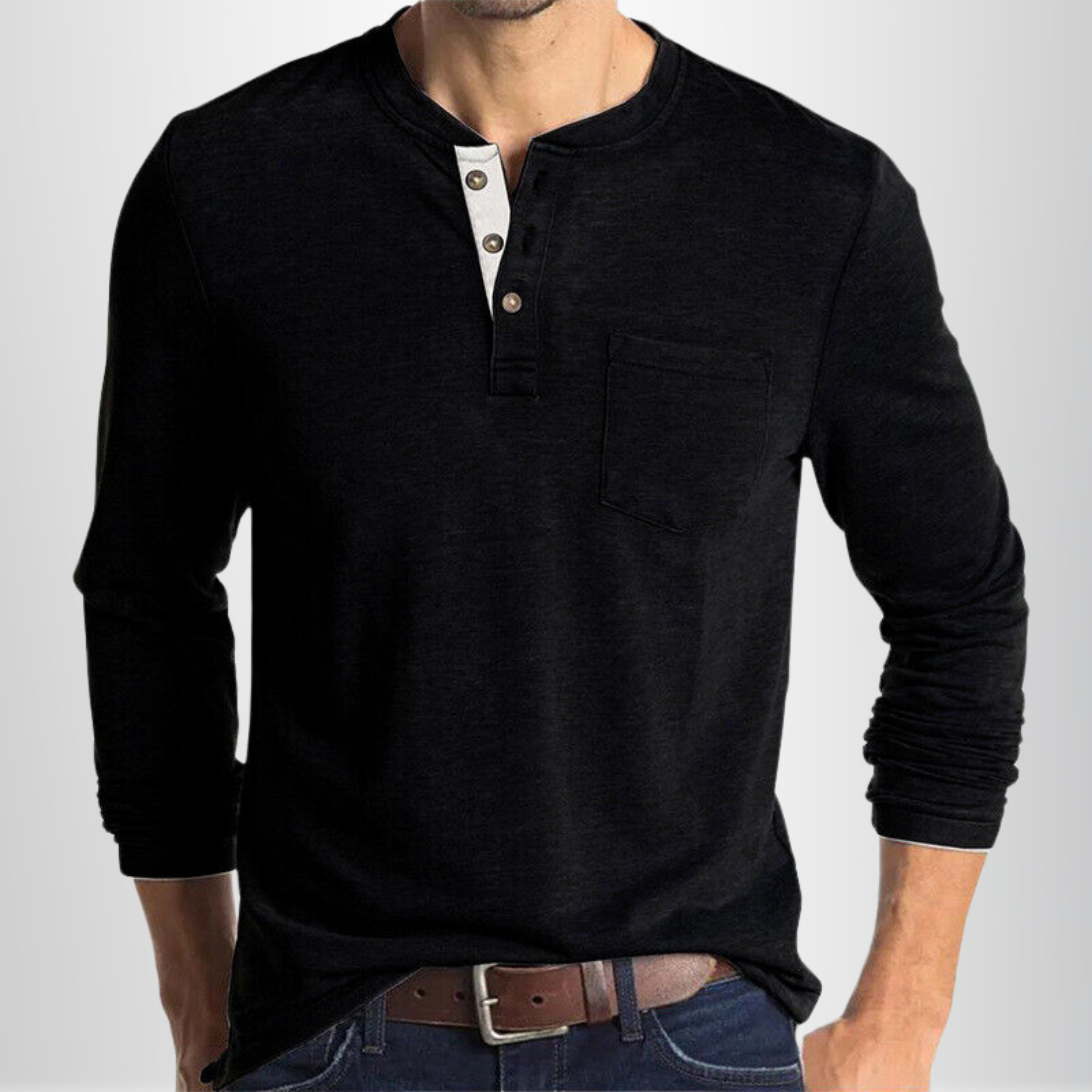 Raphaël - T-shirt Henley Homme Manches Longues