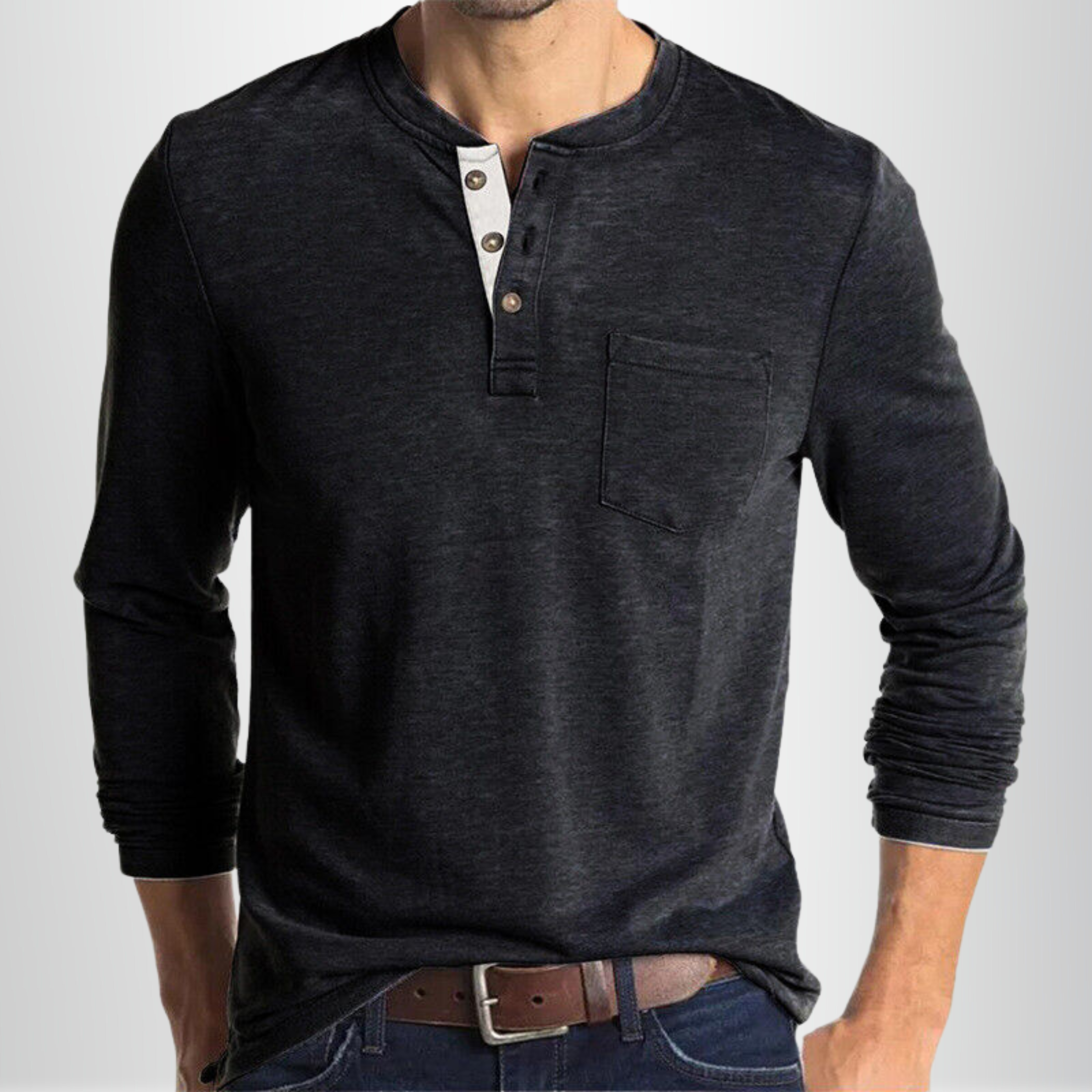 Raphaël - T-shirt Henley Homme Manches Longues