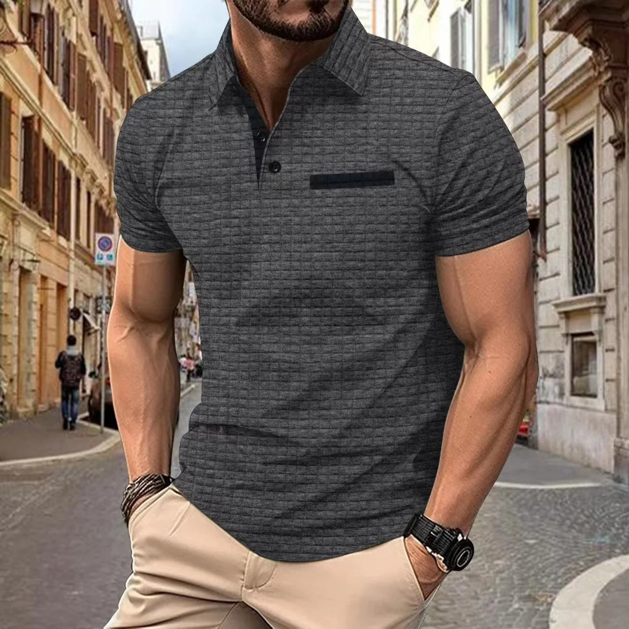 Olivier - Polo Homme Texturé Manches Courtes