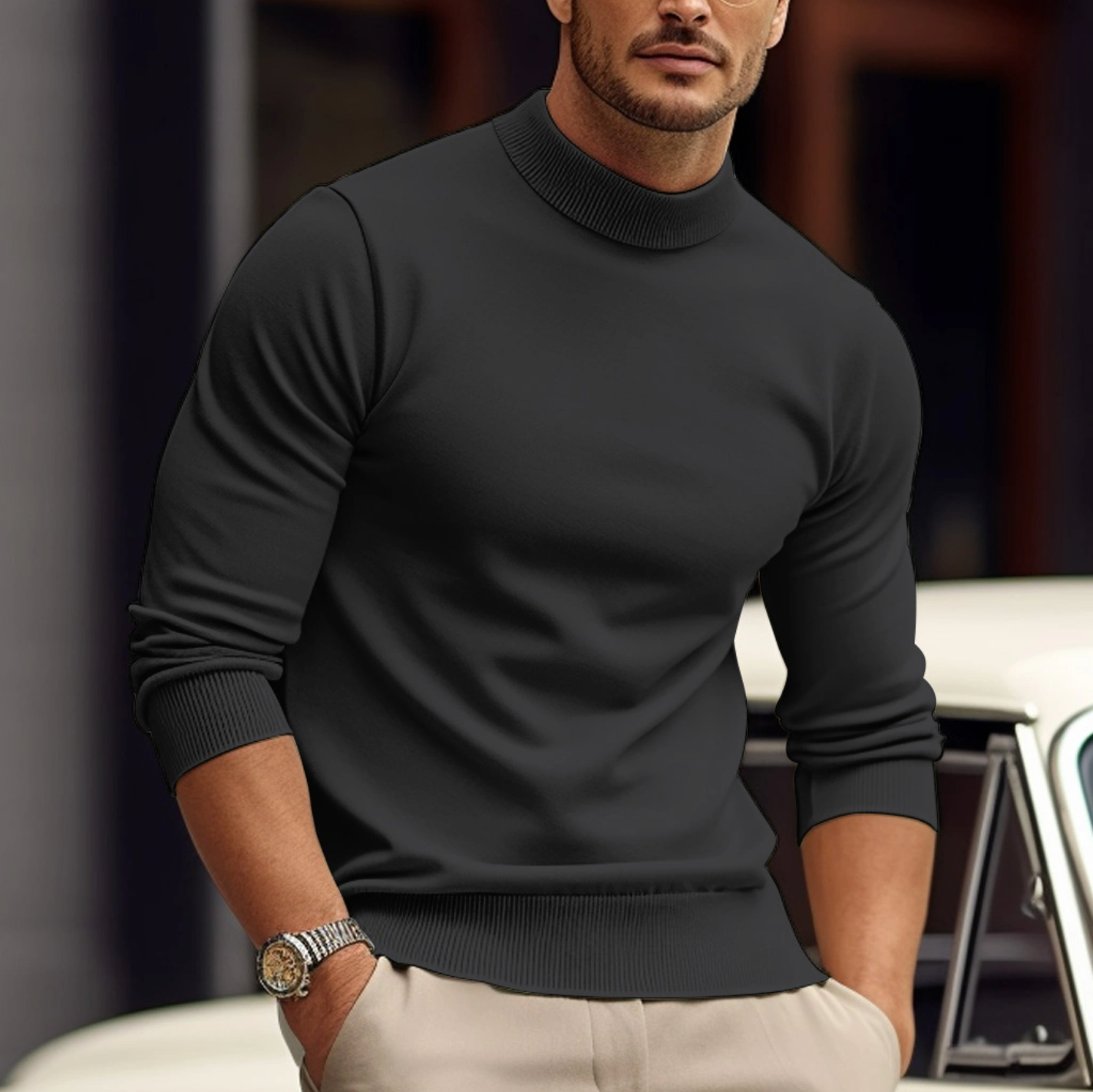 Léon - Pull Décontracté Élégant Quotidien Chic Homme