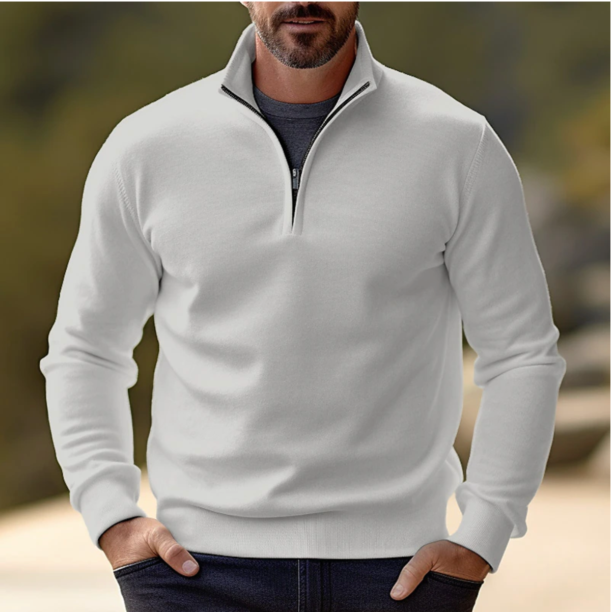 Léon - Pull Demi-Zip Élégant Moderne Raffiné Homme