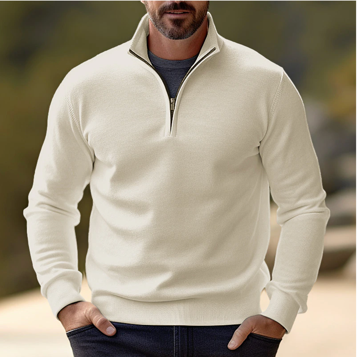 Léon - Pull Demi-Zip Élégant Moderne Raffiné Homme