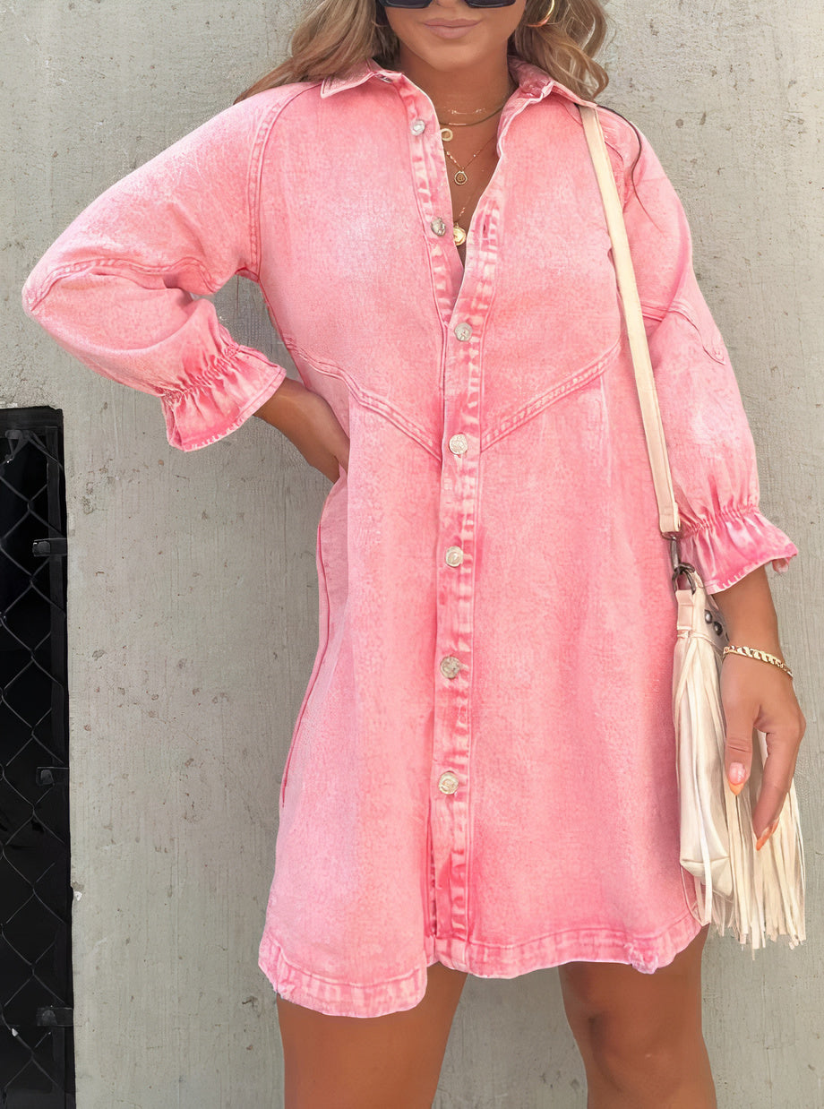 Justine - Robe denim - Manches longues, Style urbain - Femme