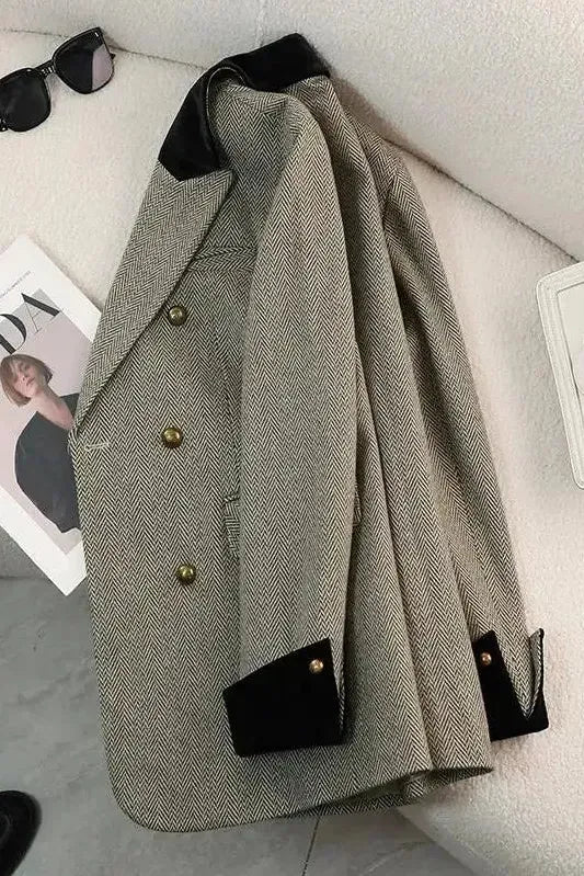 Céline | Blazer Chic Col Velours Croisé