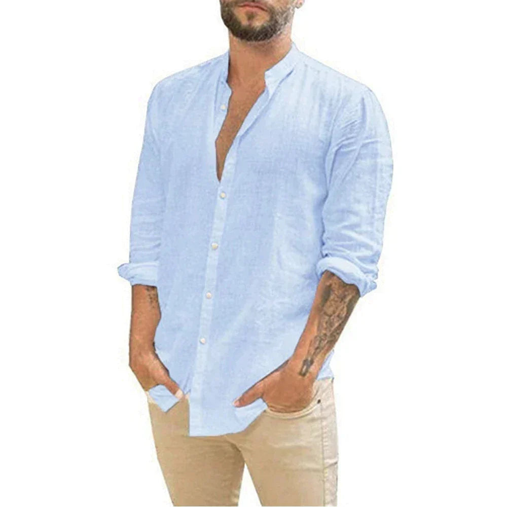 Jules - Chemise Homme Chic en Lin à Manches Longues