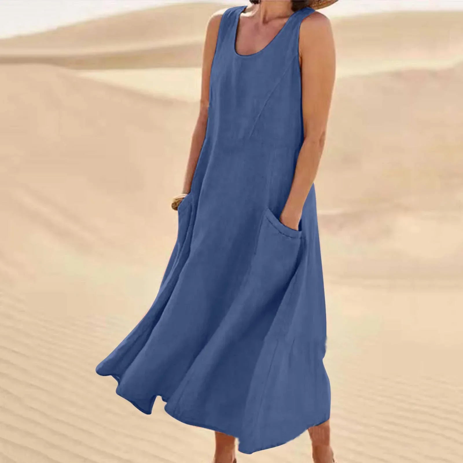 Séverine - Robe Lin Sans Manches Longue Femme