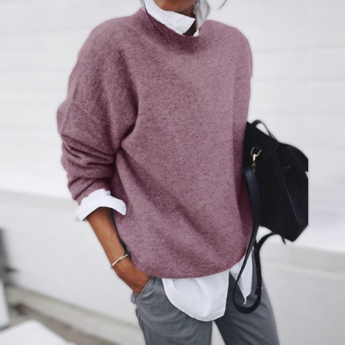 Camille - Pull Élégant Oversize Col Montant