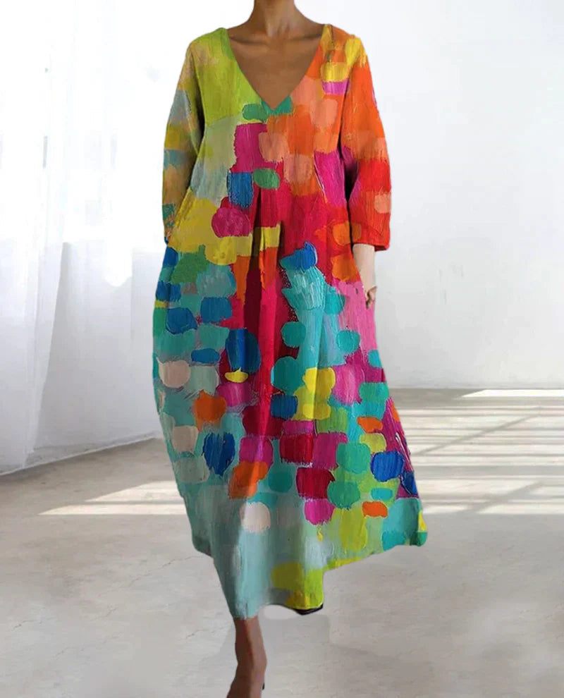 Thea - Robe Imprimée Colorée Avec Décolleté En V 3