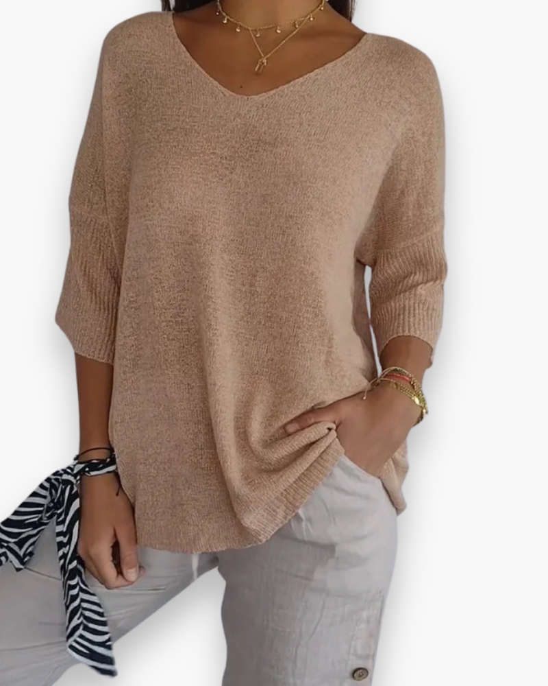 Top en tricot à col en V confortable des femmes | Polyvalent 5