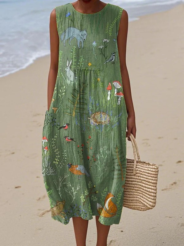 Nathalie - Robe Lin Légère Imprimée