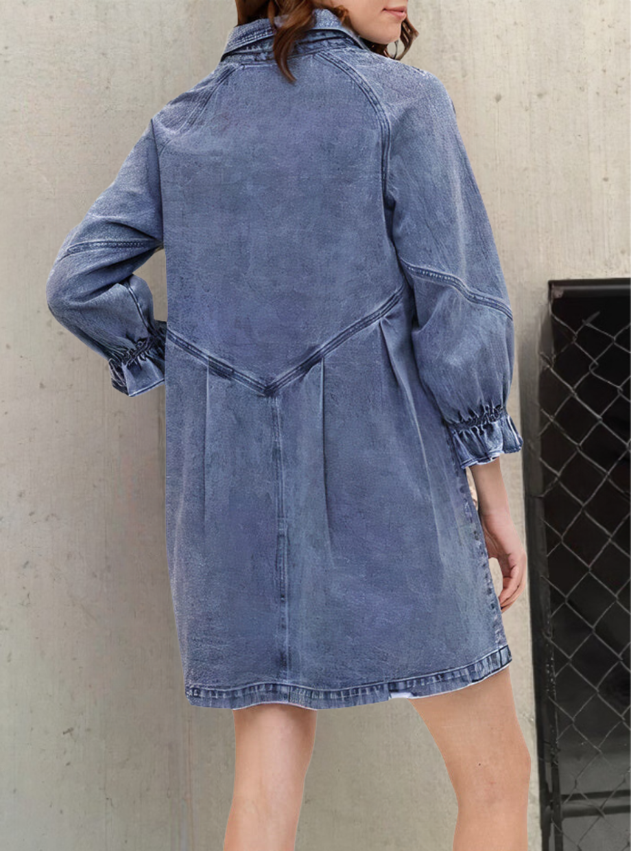 Justine - Robe denim - Manches longues, Style urbain - Femme