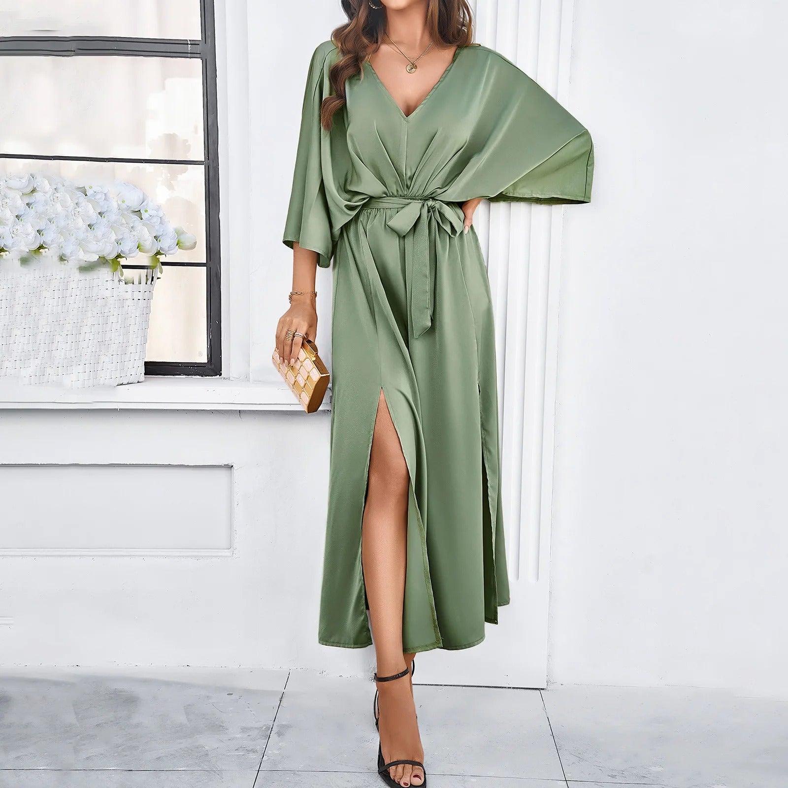 Julie - Robe Maxi Femme Satinée Chic
