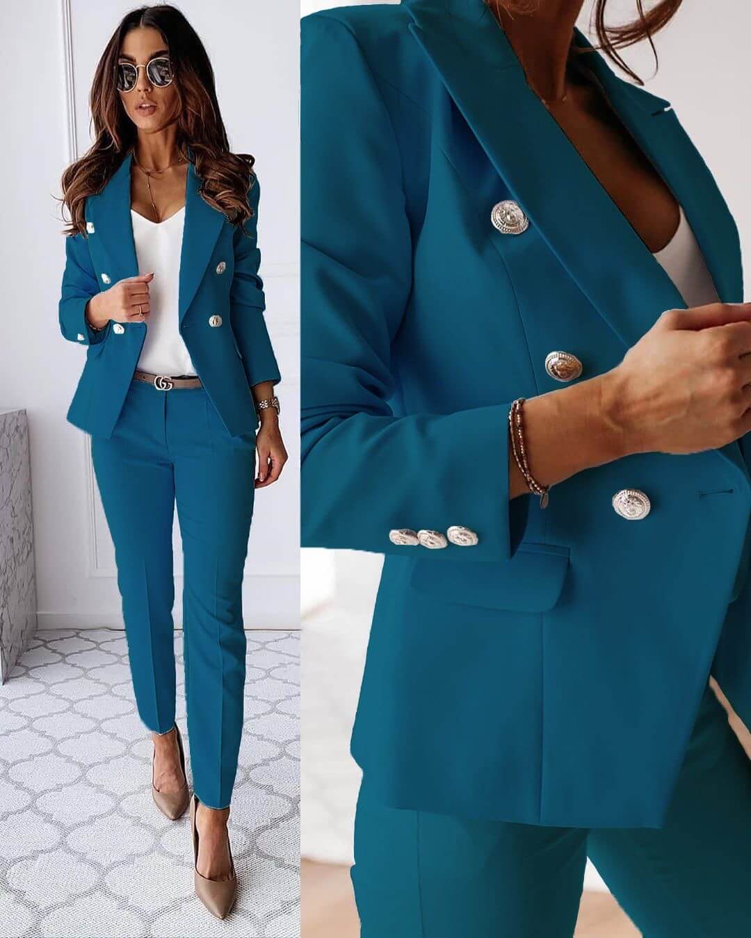 Camille | Ensemble Chic Blazer Croisé et Pantalon