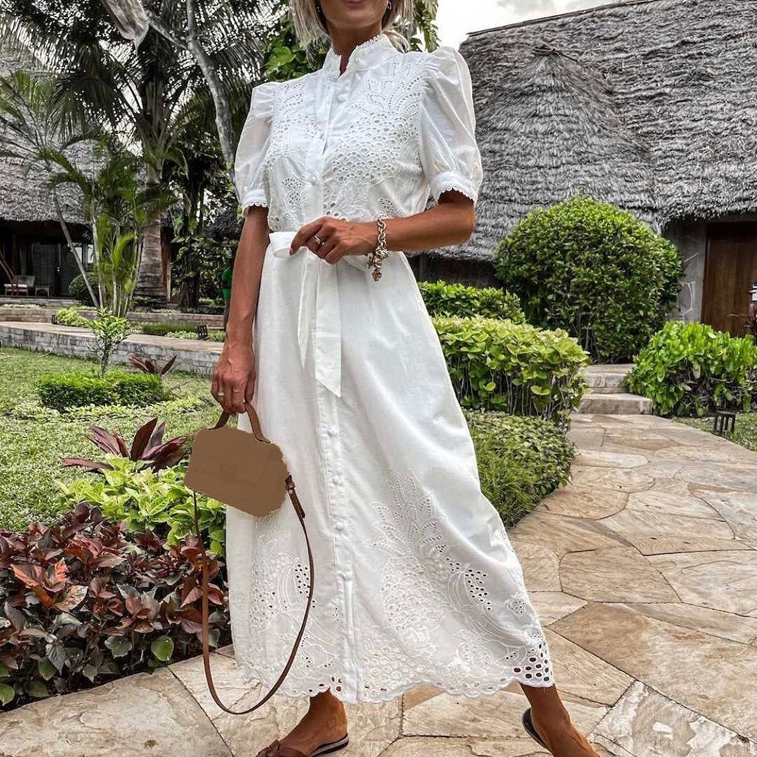Rosalie - Maxi-robe élégante - Coupe fluide, Coton, Lin - Femme