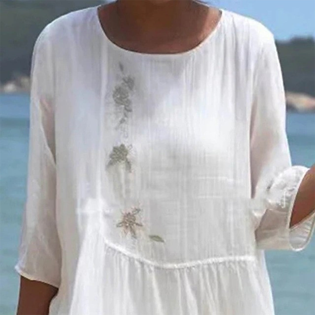 Opaline - Robe d'été - Blanche, Coupe fluide, Allure romantique - Femme