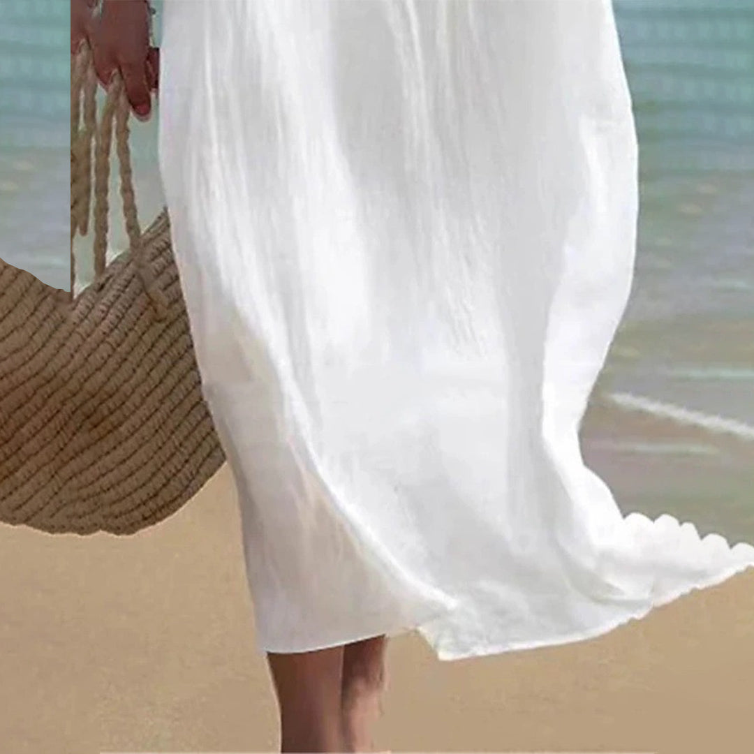Opaline - Robe d'été - Blanche, Coupe fluide, Allure romantique - Femme