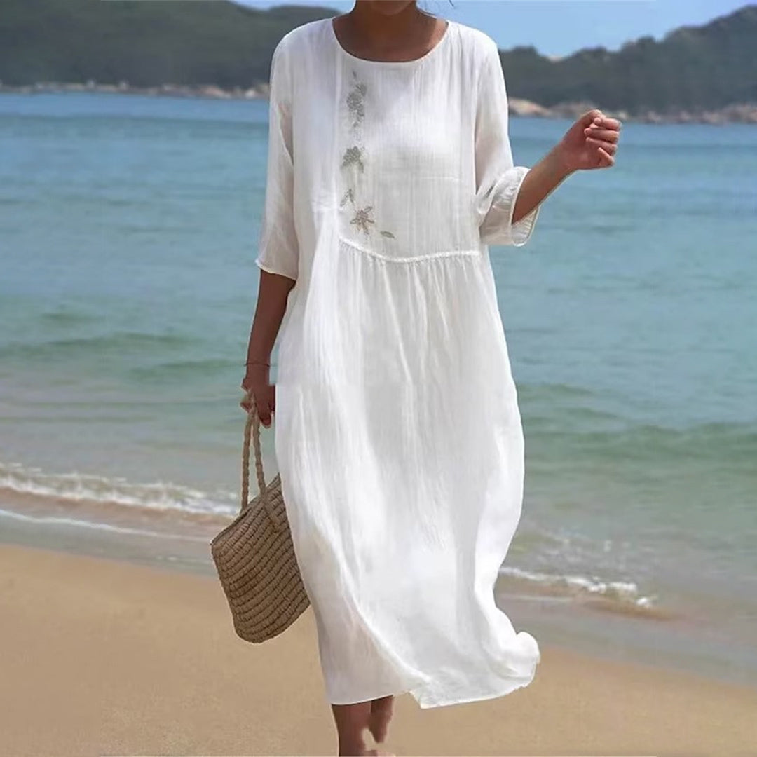 Opaline - Robe d'été - Blanche, Coupe fluide, Allure romantique - Femme