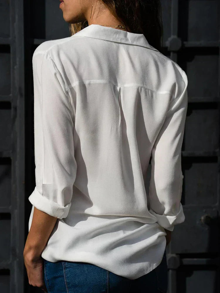 Catherine - Chemise Chiffon Élégante Col V Femme