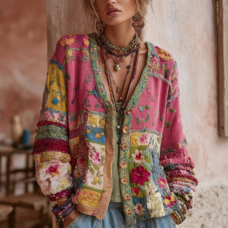 Camille - Cardigan Féminin Fleuri Vintage