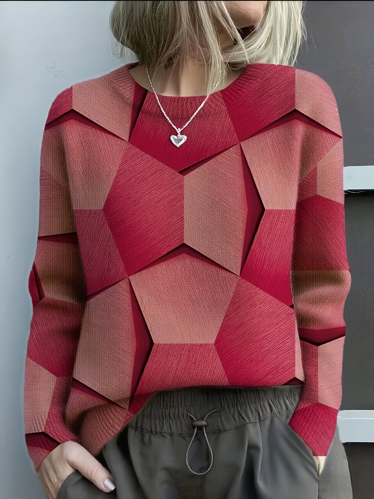 Valérie - Pull Chic Imprimé Géométrique