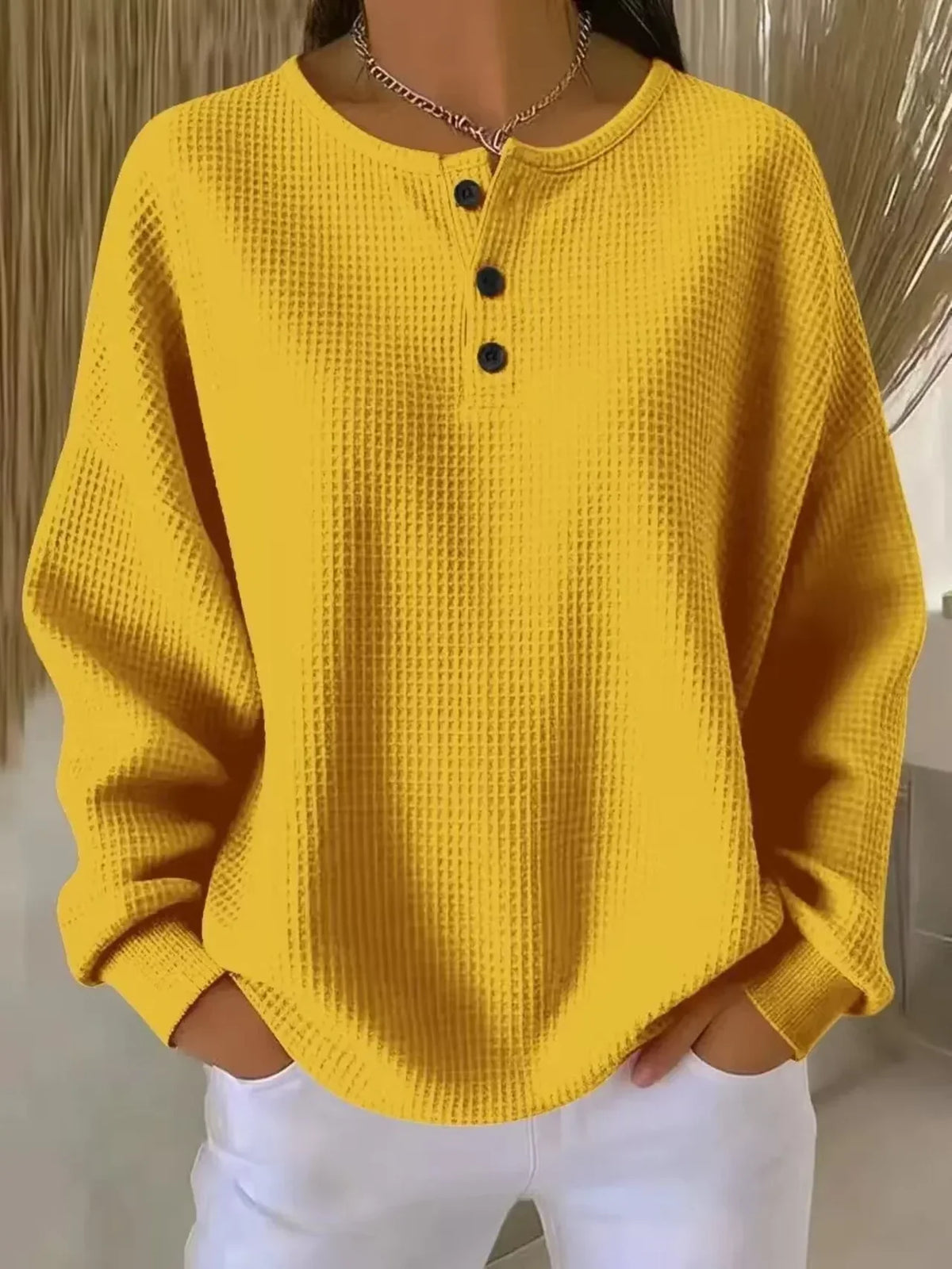 Isabelle - Haut Élégant Oversize Col Boutonné