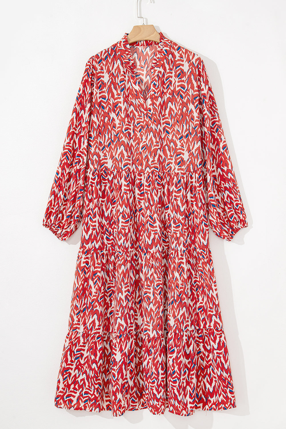 Jacqueline - Robe maxi grande taille - Motif abstrait, Col V, Taille haute, Femme