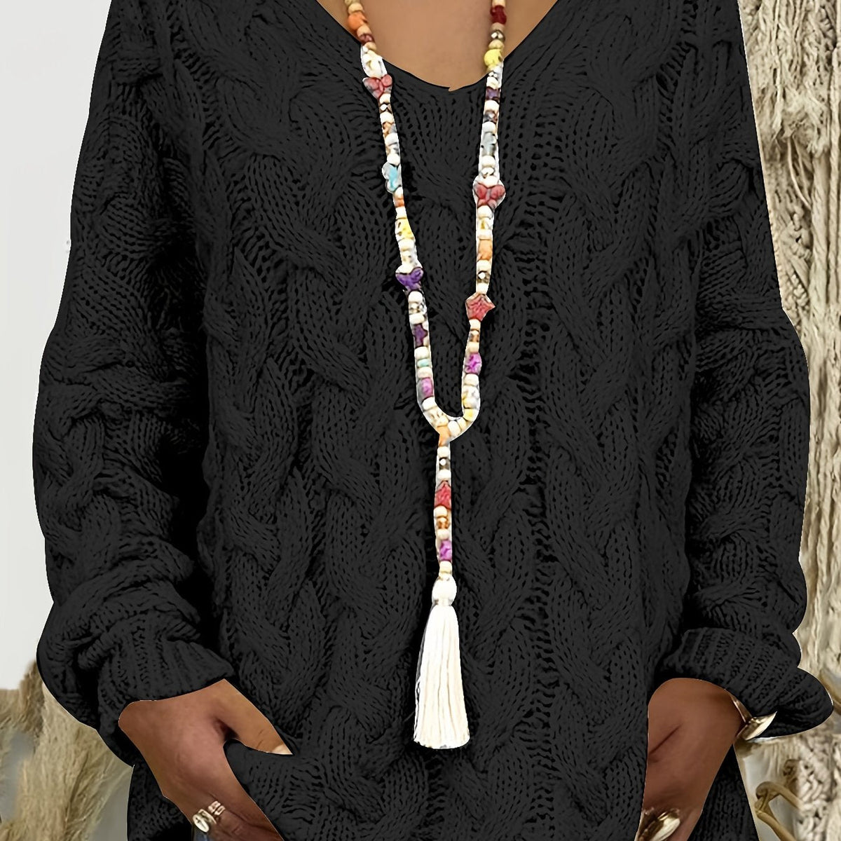 Sylvie - Pull Élégant Grosse Maille Col V