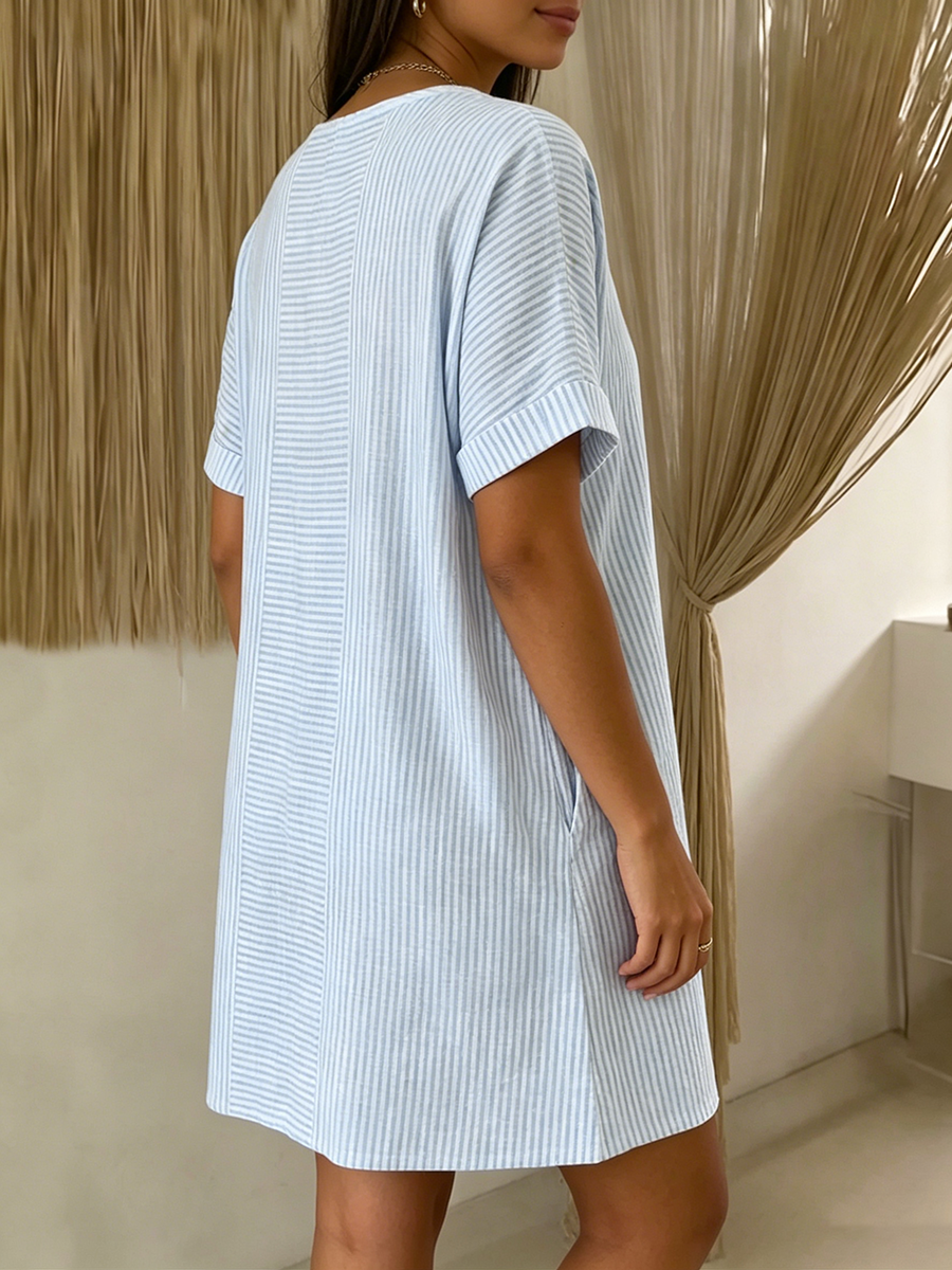 Ludivine - Robe en Lin Rayée Chic Femme
