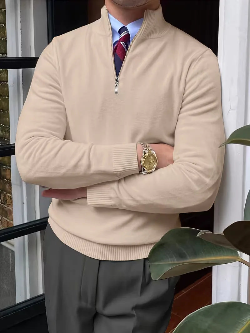 Olivier - Pull Élégant Col Montant Zippé