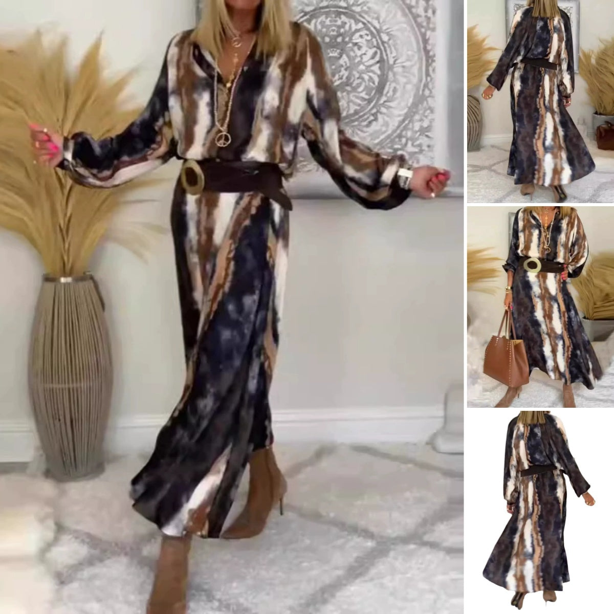 Karima - Belle Robe d'Été à Carreaux Femme