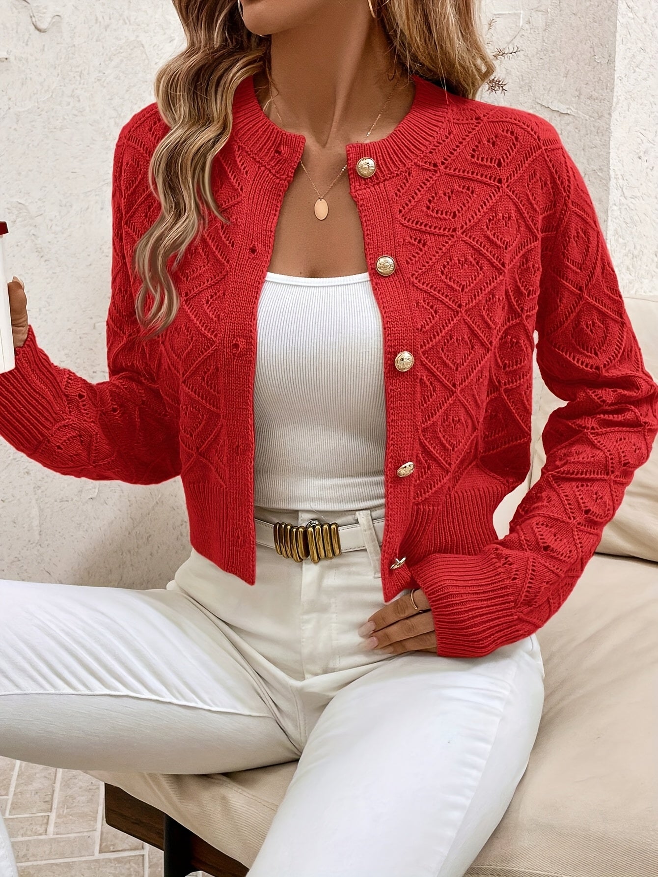 Isabelle - Cardigan Chic Ajouré Boutonné