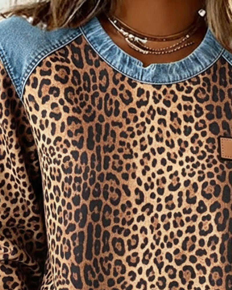 Karine - Pull Chic Léopard Patchwork