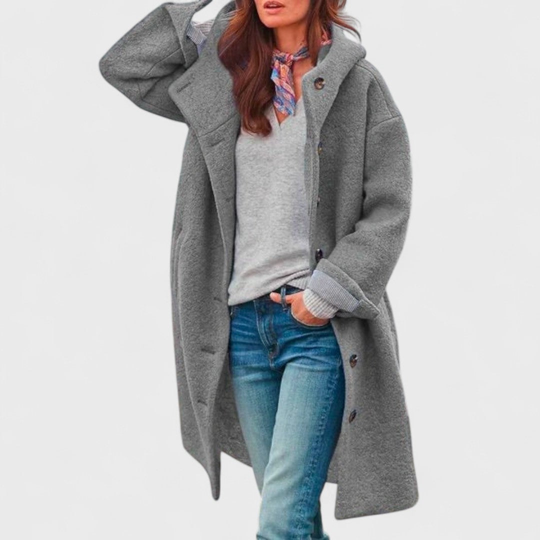 Hélène | Manteau Chic Mi-Long à Capuche