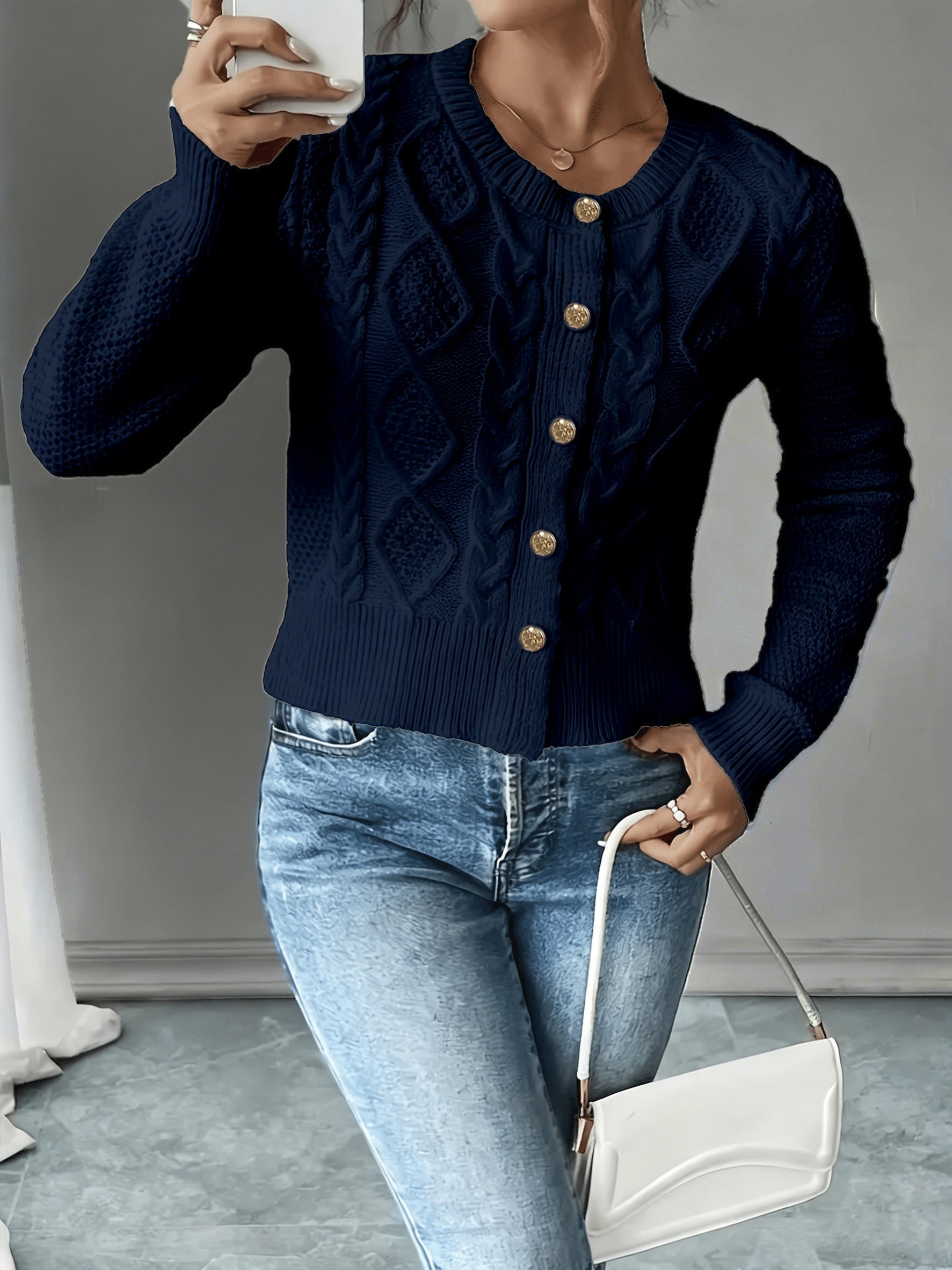 Christine - Cardigan Élégant Torsadé Boutonné
