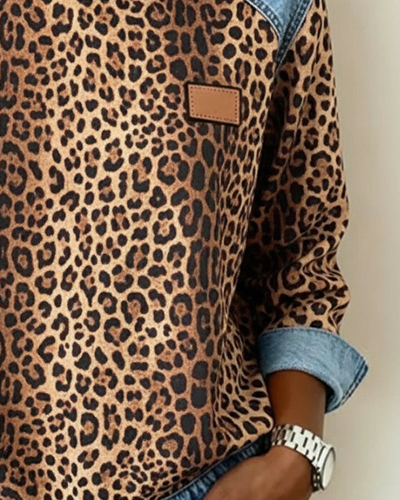 Karine - Pull Chic Léopard Patchwork