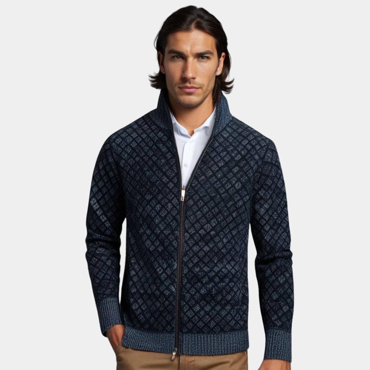 Vincent - Cardigan Élégant Maille Losanges