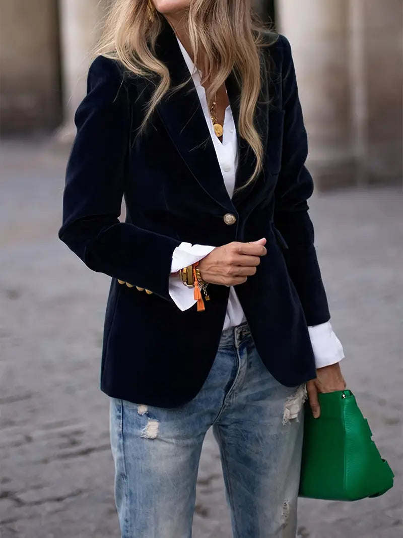 Isabelle - Blazer Élégant Velours Boutons