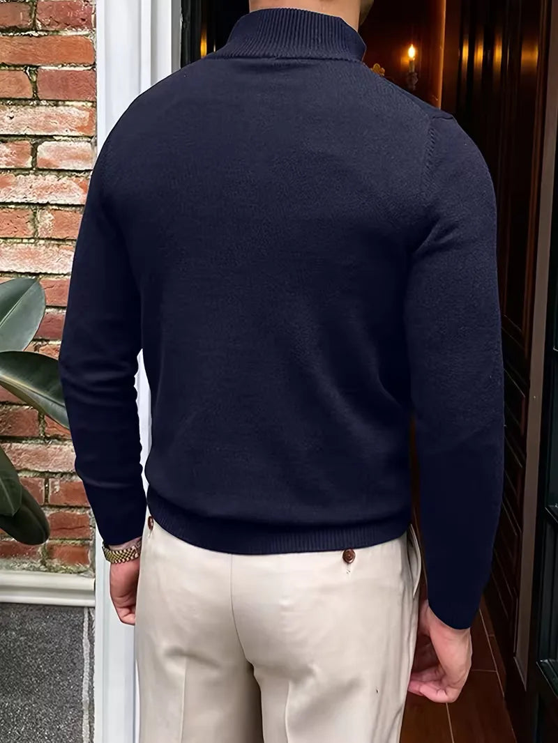 Olivier - Pull Élégant Col Montant Zippé